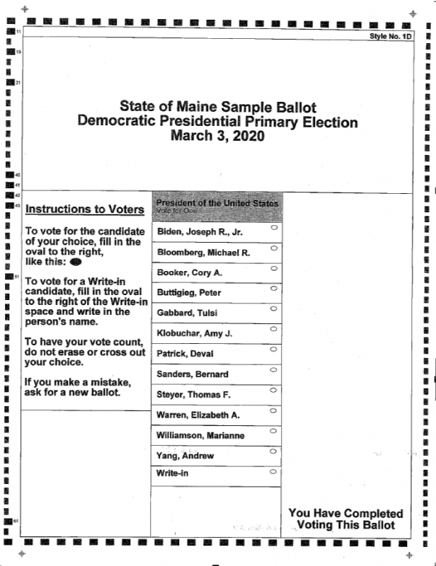 The presidential primary candidates appearing on Maine ballots March 3
